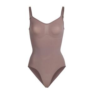 Skims sculpting bodysuit brief with snaps umber